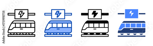 Electric Transport icon set multiple style collection