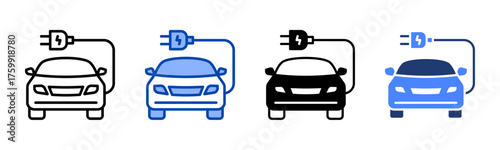 Electric Car icon set multiple style collection
