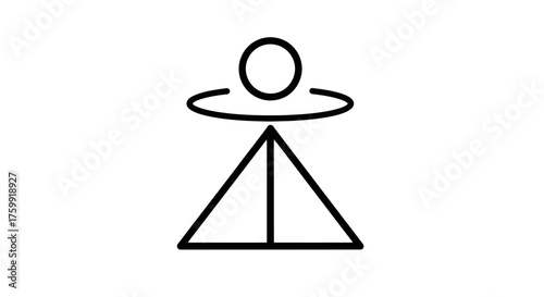 Abstract Geometric Composition: Humanoid Silhouette with Modern Triangular Base Design