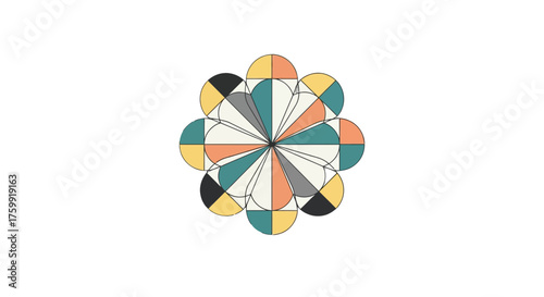 Abstract Geometric Floral Composition With Minimalist Design And Vibrant Color Palette