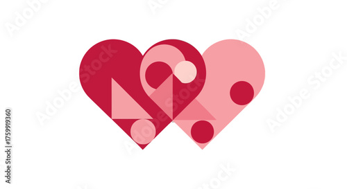 Abstract Geometric Heart Composition on Black Background Symbolizing Love and Connection