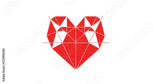 Abstract Geometric Heart Symbol On Black Backdrop: A Striking Vector Illustration