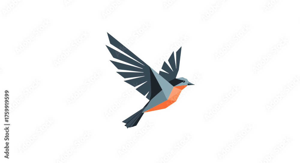 Fototapeta premium Abstract Geometric Illustration Of A Bird In Flight Against A Dark Field Background