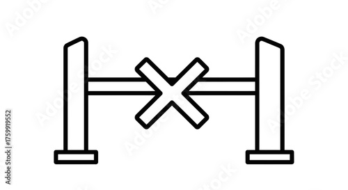 Abstract Geometric Illustration Depicting Access Restriction Symbol, No Entry Allowed, Blocked Entry