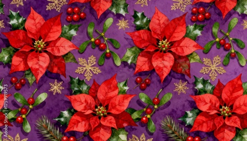 Festive poinsettia floral pattern design holiday celebration digital artwork colorful background artistic view seasonal concept