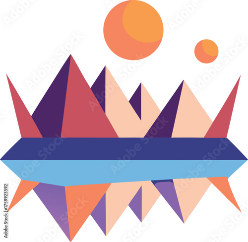 Fantastic frontier of geometric mountains and mirrored lakes