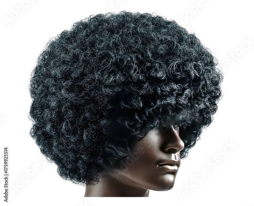Sculpted head with large dark afro