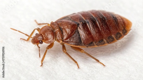 Macro closeup of a brown pest cockroach, isolated on a white background