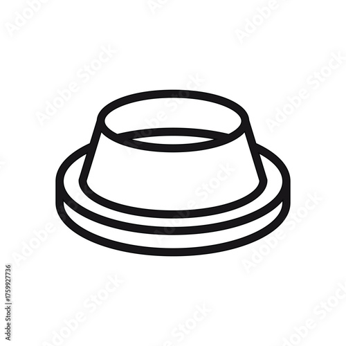 A stylized illustration depicting a flanged cylindrical component resting on a flat circular base. Editable stroke line  icon