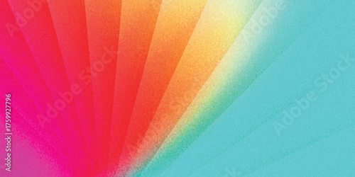 Vibrant summer poster design, orange teal turquoise pink abstract grainy gradient background with noise texture