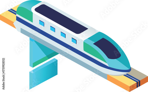 Isometric futuristic maglev train track vector illustration scalable eps