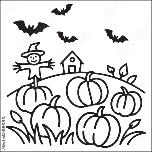 Spooky Helloween bold and easy coloring pages for adults.
