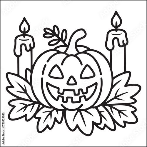 Spooky Helloween bold and easy coloring pages for adults.
