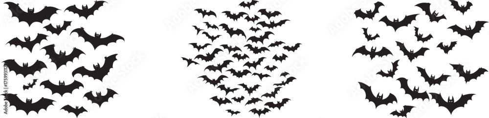 Naklejka premium Three black bats flying vector illustration