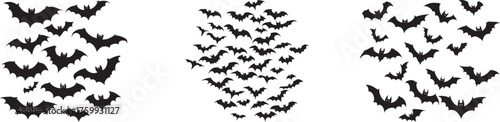 Three black bats flying vector illustration