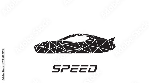 Sleek geometric sports car embodies modern speed and automotive design, perfect for cutting-edge brands and high-performance marketing campaigns seeking a dynamic, stylish edge