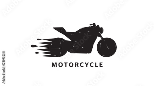 Dynamic motorcycle design with a geometric flair, perfect for a modern logo or sleek graphic element, showcasing speed and innovation, ideal for automotive branding and transportation themes