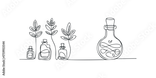 Botanical Elixir Bottles with Leaf Stems