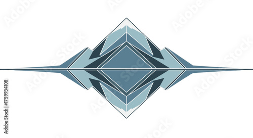 Abstract Geometric Mountain Range Reflection Against a Black Background Artistic Design