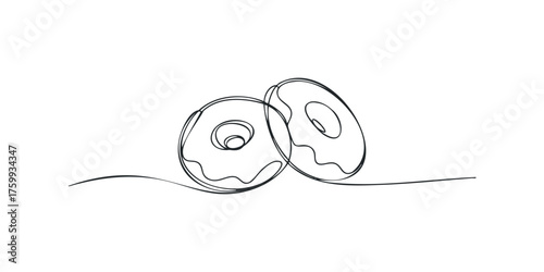 Two donuts drawn with a single continuous line