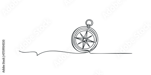 Minimalist line art compass indicating direction