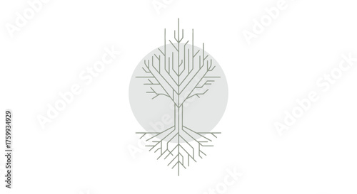Abstract Geometric Tree Icon On Black Background Depicting Growth and Connection Concepts