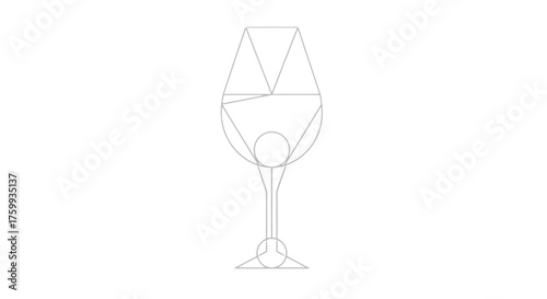 Abstract Geometric Wine Glass Silhouette Against a Dark Black Background Concept