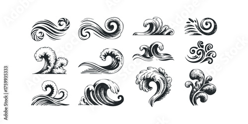 Ornate Swirling Wave Designs Collection