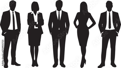 business team silhouettes of confident professionals in suits corporate leadership group illustration