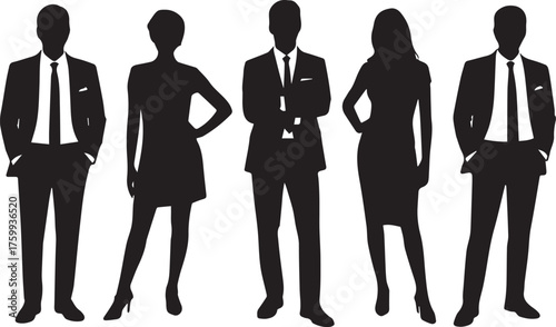 business team silhouettes professionals corporate executive group confident posture teamwork and leadership vector