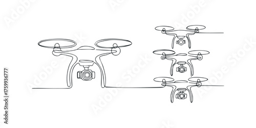 Continuous Line Drawing of Drones with Cameras