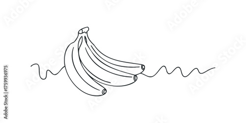 Bunch of Bananas Minimalist Line Drawing