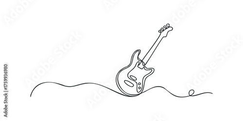 Single line drawing of an electric guitar