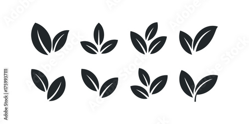 Group of plant leaf icons set