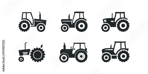 Collection of Black Tractor Icons