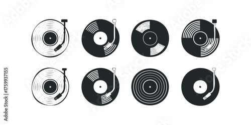 Turntable and record collection icons