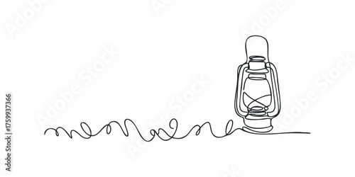 Single Line Drawing of an Old-Fashioned Lantern