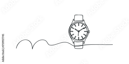 Minimalist wrist watch continuous line drawing