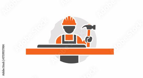 A shipwright icon representing a boat builder, a professional craftsman with a hammer, presented as a flat vector illustration isolated on white background