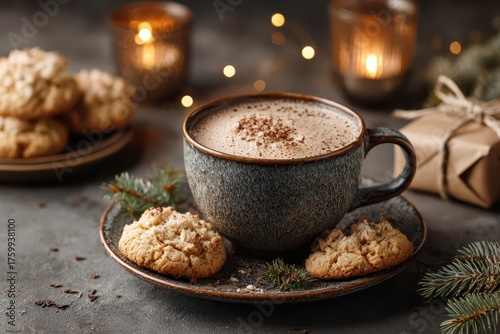 Wallpaper Mural Cozy winter scene with hot cocoa and cookies, creating a warm and inviting atmosphere, perfect for holiday cheer and relaxation during the festive season. Torontodigital.ca