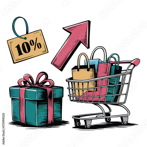 Minimal Hand-Drawn Shopping Icons Set