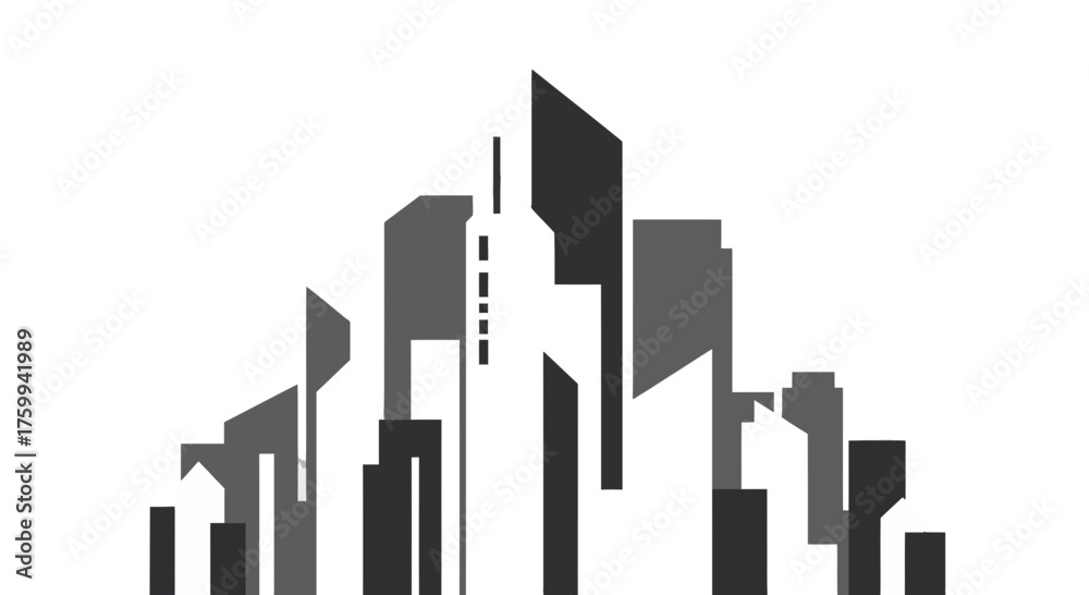 Fototapeta premium Abstract Metropolis Skyline Illustration Depicting Urban Architecture Silhouette Design