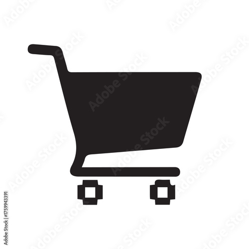 Black Shopping Cart Icon A Simple Vector Illustration for E-commerce and Retail Concepts