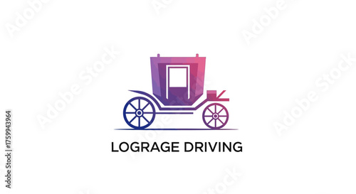 Vintage Carriage Vector Logo Design Lograge Driving Service with Purple and Blue Accents