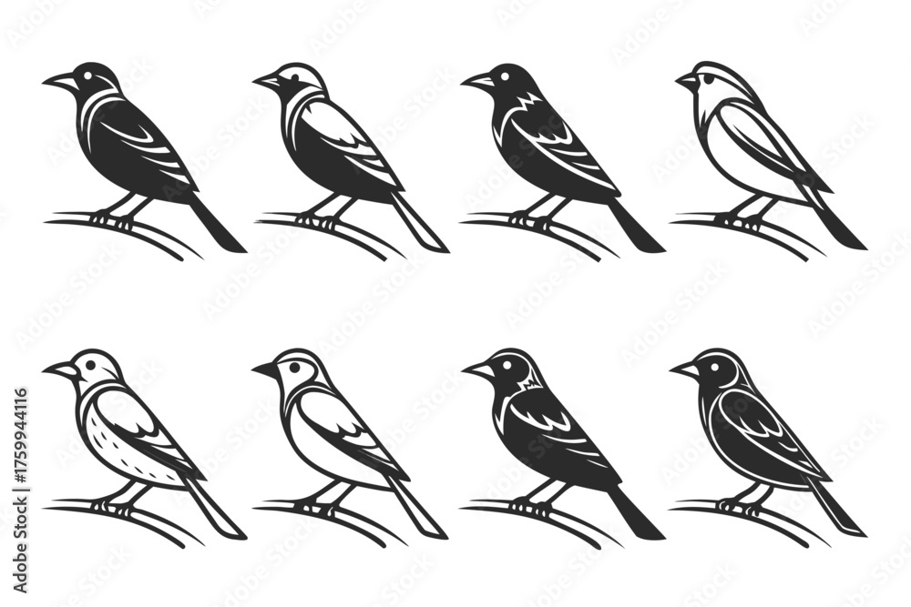 custom made wallpaper toronto digitalMinimal sparrow outline icon set in black yellow cyan magenta