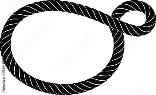 Cowboy lasso rope silhouette. Wild west vector border element.