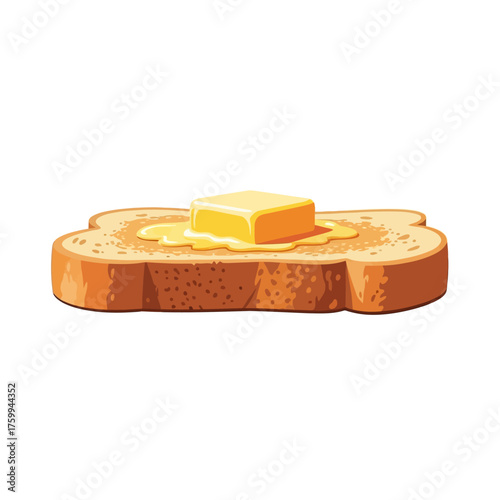 Delicious buttered toast slice ready for breakfast or snack.