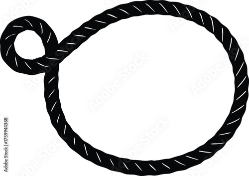 Decorative rope border. Isolated vector silhouette frame