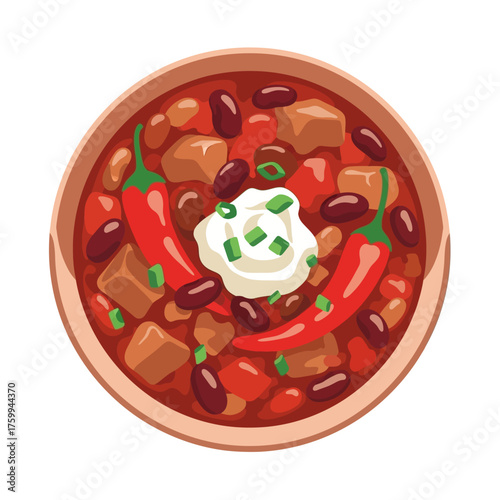 Delicious Chili Bowl with Beans and Fresh Ingredients.