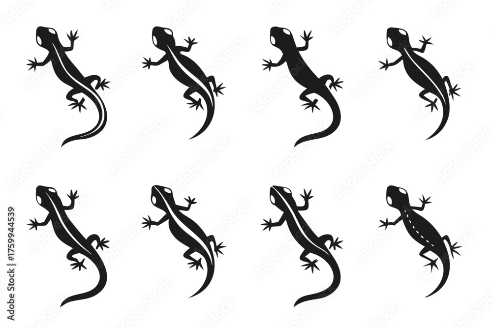 Obraz premium Minimalist icon set with black and color accents